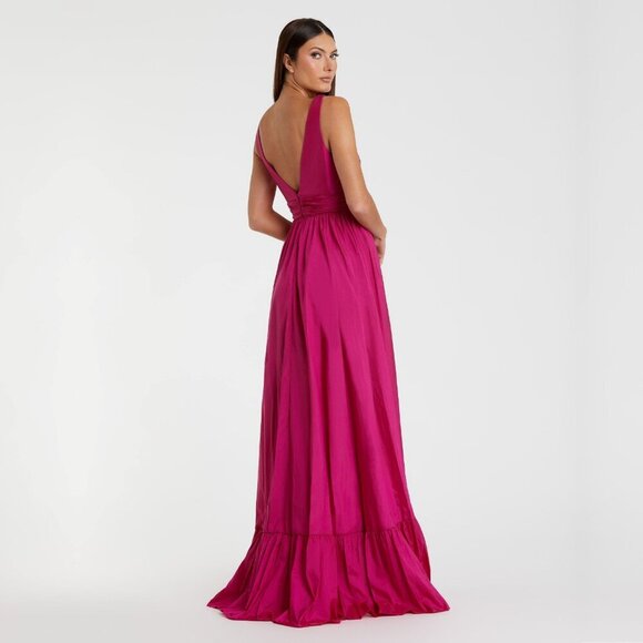 NWT Mac Duggal Taffeta High Low Ruffle Gown Magenta 2 #8313 - Picture 4 of 8
